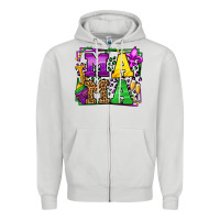 Dove Grey Mardi Gras leopard frame mama Mother's Day Zipper Hoodie - LillyAllenDesigns