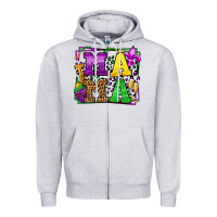 Heather Grey Mardi Gras leopard frame mama Mother's Day Zipper Hoodie - LillyAllenDesigns