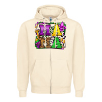 Sandshell Mardi Gras leopard frame mama Mother's Day Zipper Hoodie - LillyAllenDesigns