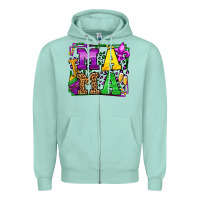 Seafoam Mardi Gras leopard frame mama Mother's Day Zipper Hoodie - LillyAllenDesigns