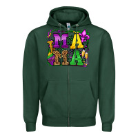 Sports Green Mardi Gras leopard frame mama Mother's Day Zipper Hoodie - LillyAllenDesigns