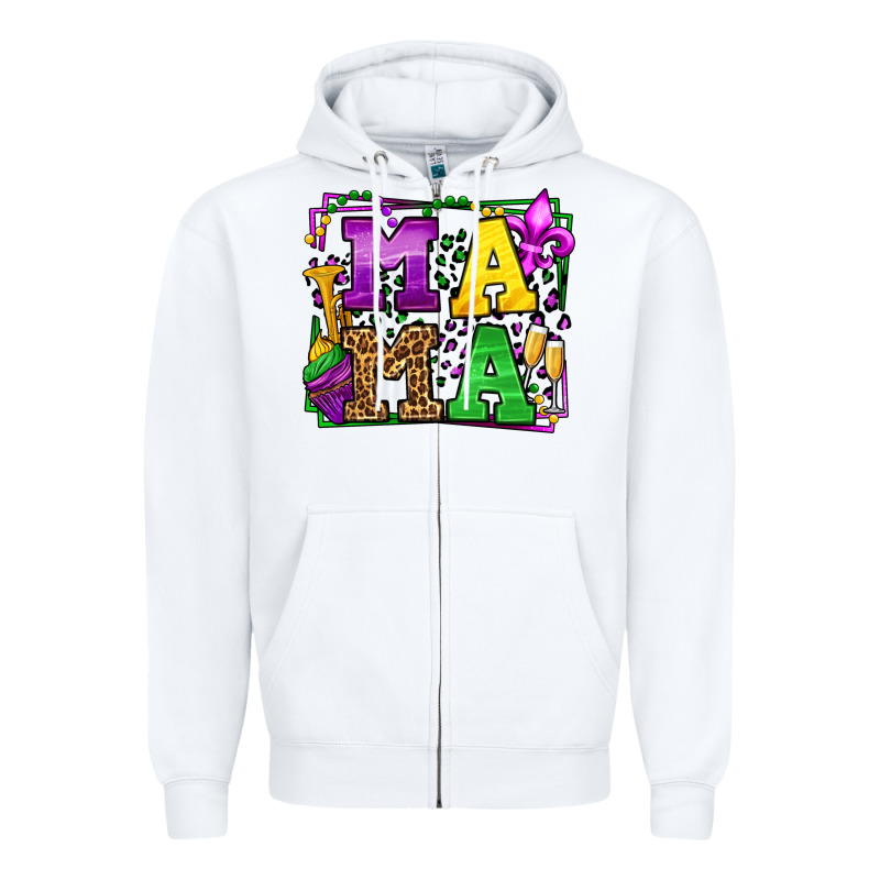 Mardi Gras Leopard Frame Mama Mother's Day Zipper Hoodie by LillyAllenDesigns | Teevron