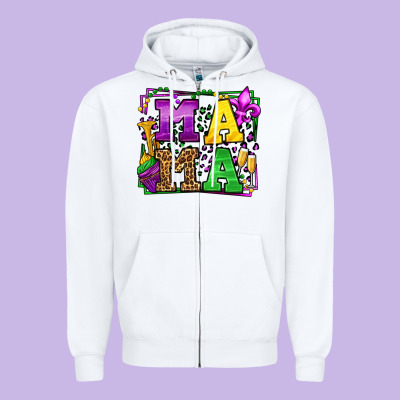 Mardi Gras Leopard Frame Mama Mother's Day Zipper Hoodie Designed By Lillyallendesigns