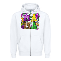 White Mardi Gras leopard frame mama Mother's Day Zipper Hoodie - LillyAllenDesigns