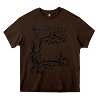 Chocolate Brown the alien paul Heavy Core Tee - lanVoArt