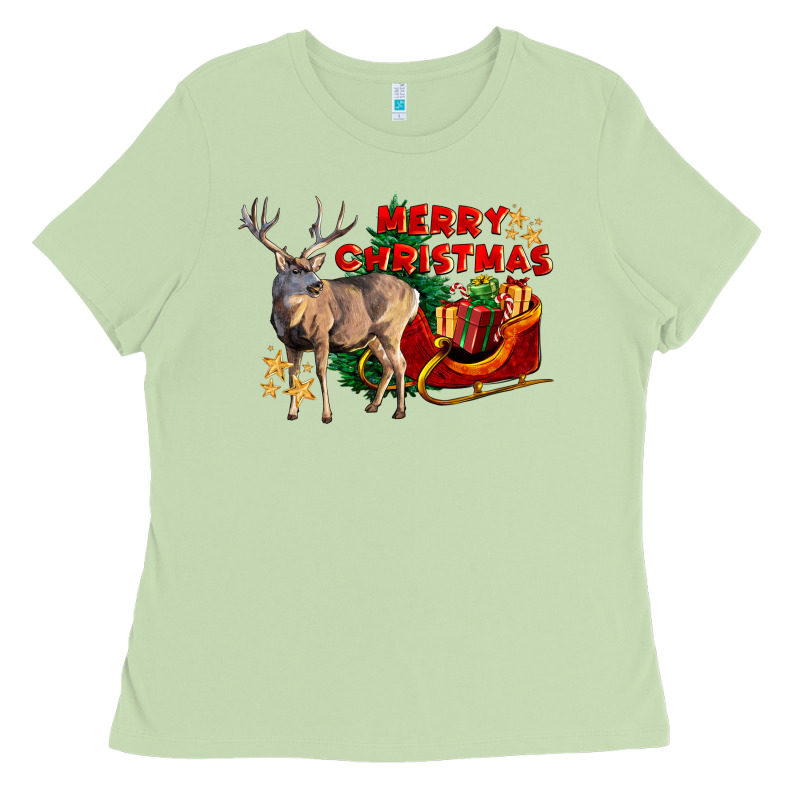 Merry Christmas Deer Ladies Tee by LillyAllenDesigns | Teevron