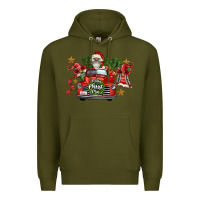 Army Green merry christmas truck gnomies Premium Hoodie - FaDigitalArtStudio