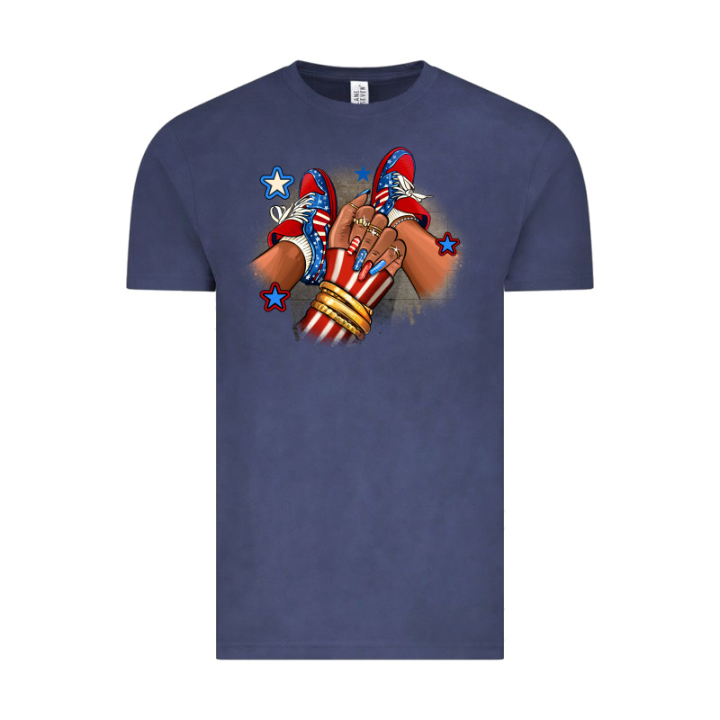 America Afro Girl Sneakers Vintage Tee by RanaPortraitStore | Teevron