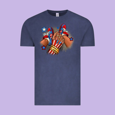 America Afro Girl Sneakers Vintage Tee Designed By Ranaportraitstore