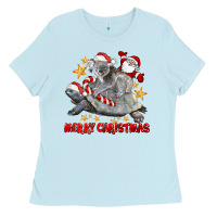 Baby Blue Merry Christmas Tortoise And Koala Ladies Tee - LillyAllenDesigns