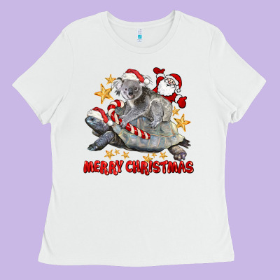Merry Christmas Tortoise And Koala Ladies Tee Designed By Lillyallendesigns