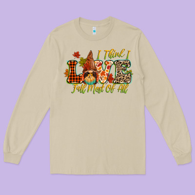 I Think I Love Fall Most Of All Long Sleeve Tee Designed By Cowgirlartshop