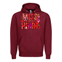 Burgundy Mis Steal Your Heart Zipper Hoodie - CowhideDigitalArt