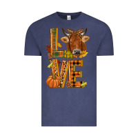 Vintage Denim Love fall cow Vintage Tee - NancyCooperArtShop