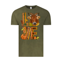 Vintage Olive Love fall cow Vintage Tee - NancyCooperArtShop