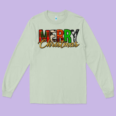 Merry Christmas Western Long Sleeve Tee Designed By Jasminsmagicworld