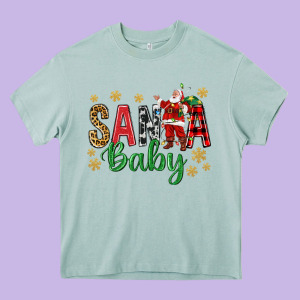 Santa Baby With Santa Heavy Core Tee Designed By Bundleandbundleshop