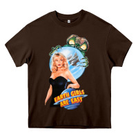 Chocolate Brown not of this earth girls are easy mixup Heavy Core Tee - lanVoArt