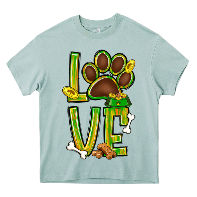 Tie Dye St. Patrick's Day Love Dog Paw Heavy Core Tee by BundleAndBundleShop | Teevron