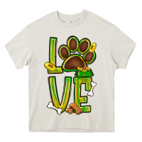 Cream Tie dye St. Patrick's Day love dog paw Heavy Core Tee - BundleAndBundleShop