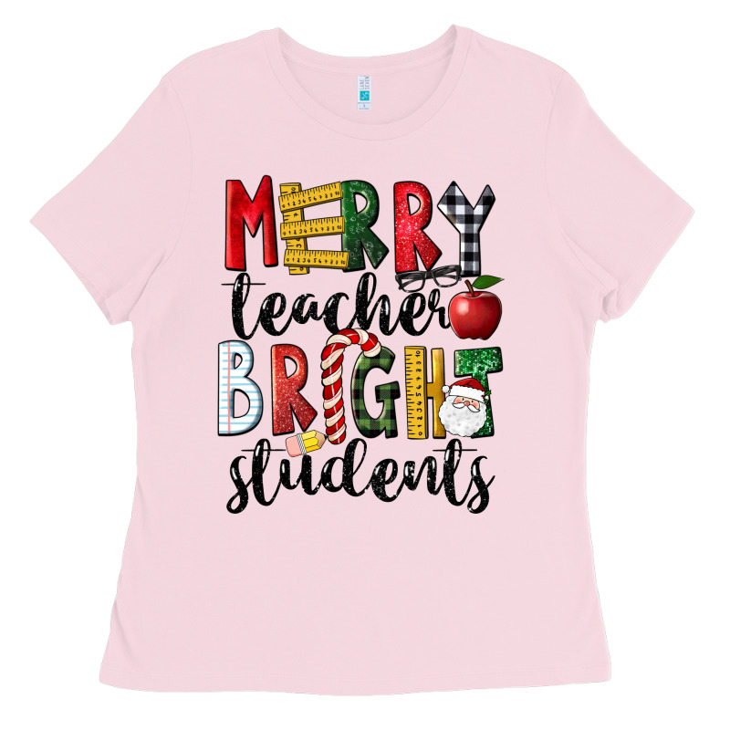 Merry Teacher Bright Students Christmas Ladies Tee by LillyAllenDesigns | Teevron