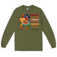 Army Green bonfires flannels smores campfires and pu Long Sleeve Tee - CowGirlArtShop