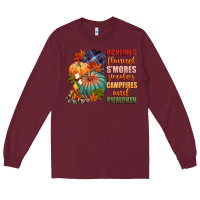 Burgundy bonfires flannels smores campfires and pu Long Sleeve Tee - CowGirlArtShop