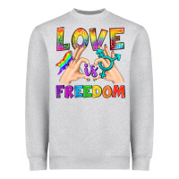Heather Grey Love Is Freedom Heavyweight Sweatshirt - BundleAndBundleShop