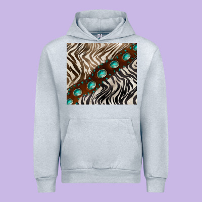 Zebra Gemstone Leather Urban Hoodie Designed By Barkaloodesign