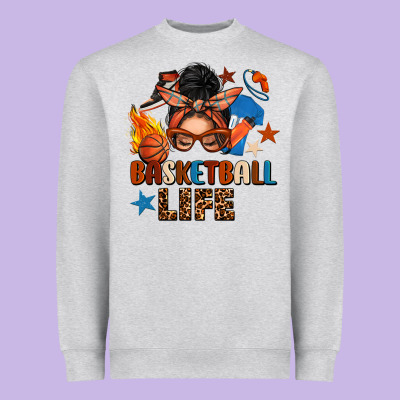 Basketball Life Messy Bun Heavyweight Sweatshirt Designed By Fadigitalartstudio