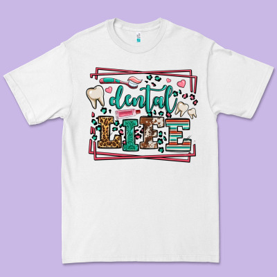 Dental Life Leopard Frame Premium Tee Designed By Lillyallendesigns