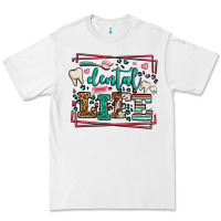 White Dental life leopard frame Premium Tee - LillyAllenDesigns