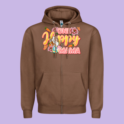 One Hoppy Mama Mother's Day Zipper Hoodie Designed By Lillyallendesigns