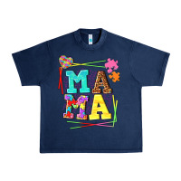 Navy Autism Mama Urban Heavy Tee - NancyCooperArtShop