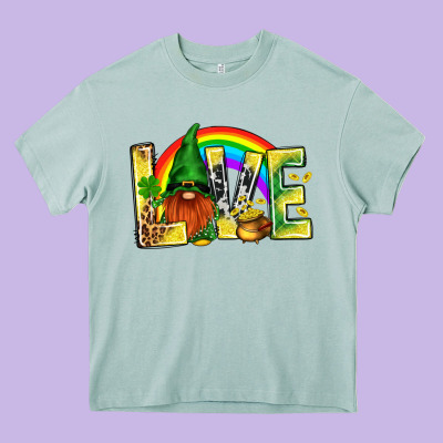St. Patricks Love With Gnome Heavy Core Tee Designed By Bundleandbundleshop
