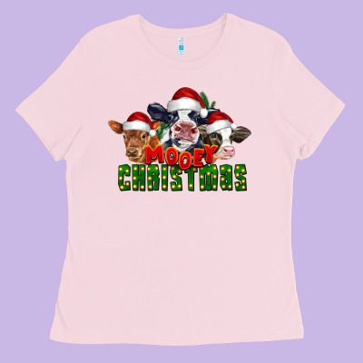 Mooey Christmas Cows Ladies Tee Designed By Lillyallendesigns