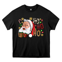 Black Santa Ho Ho Ho With Gift Box Heavy Core Tee - BundleAndBundleShop