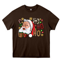 Chocolate Brown Santa Ho Ho Ho With Gift Box Heavy Core Tee - BundleAndBundleShop