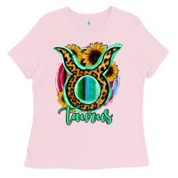 Taurus Zodiac Sign Sunflower Leopard Serape Ladies Tee | Teevron