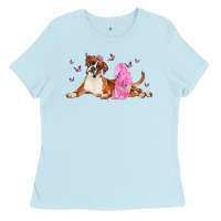 Baby Blue boxer dog with tutu Ladies Tee - LillyAllenDesigns