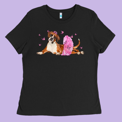 Boxer Dog With Tutu Ladies Tee Designed By Lillyallendesigns