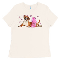 Bone boxer dog with tutu Ladies Tee - LillyAllenDesigns
