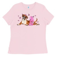 Bubblegum Pink boxer dog with tutu Ladies Tee - LillyAllenDesigns
