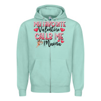 Seafoam love message with cupid and hearts Zipper Hoodie - CowhideDigitalArt