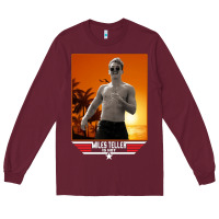 Burgundy rooster topgun retro Long Sleeve Tee - lanVoArt