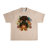 American Football Afro Messy Bun Urban Heavy Tee | Teevron