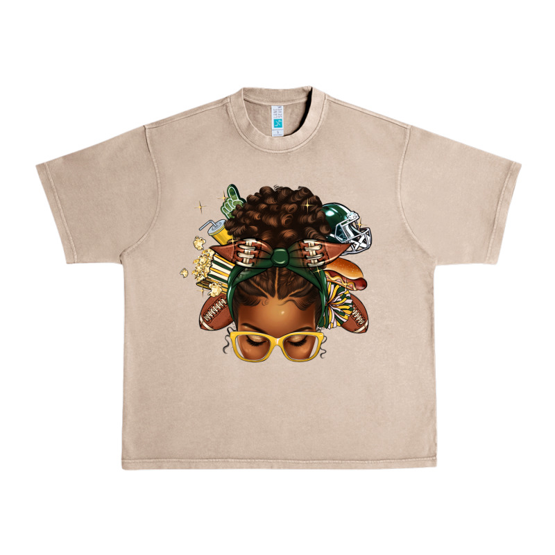 American Football Afro Messy Bun Urban Heavy Tee by texasbilliewilder | Teevron