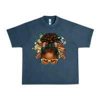 Midnight Navy american football afro messy bun Urban Heavy Tee - texasbilliewilder