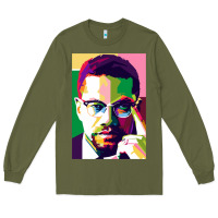 Army Green malcolm x Long Sleeve Tee - lanVoArt