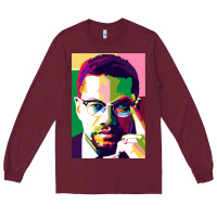 Burgundy malcolm x Long Sleeve Tee - lanVoArt